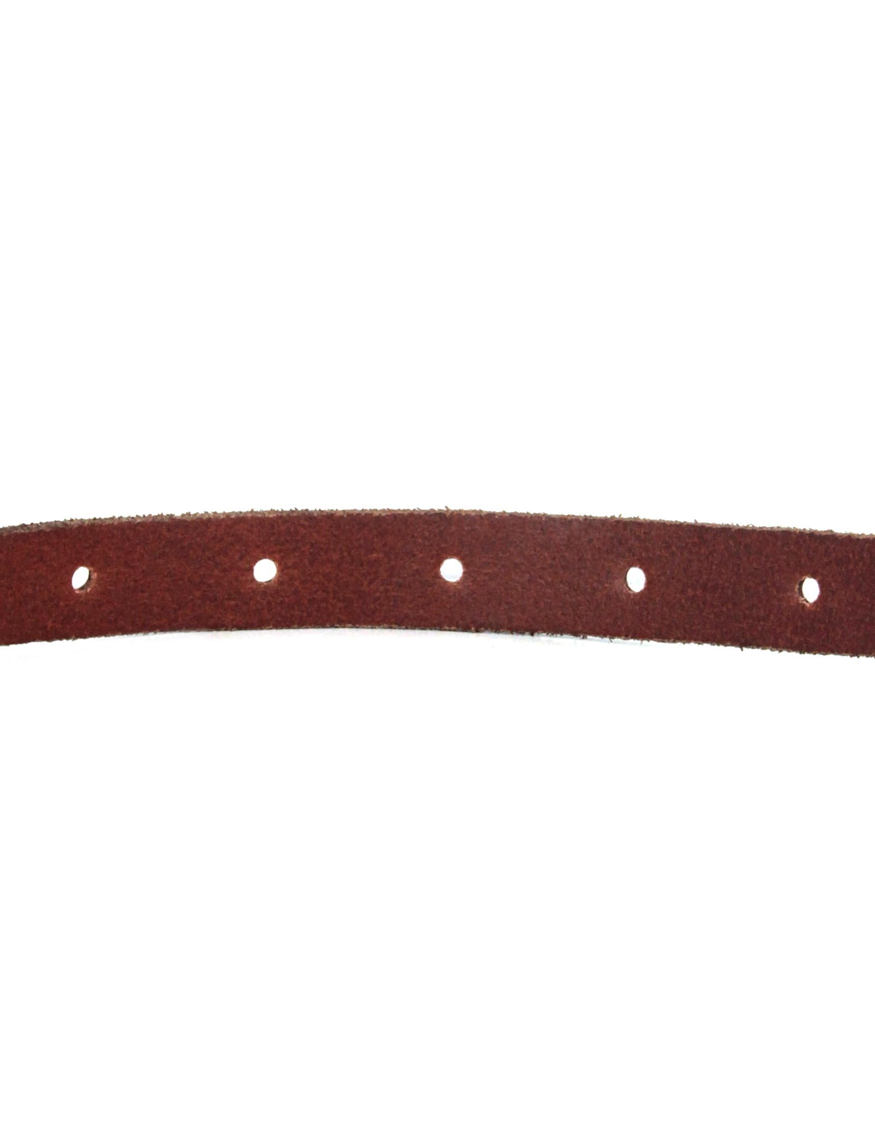Gucci NWT Brown Leather Thin Belt w. Tiger Head Buckle sz 80 In New Condition In New York, NY