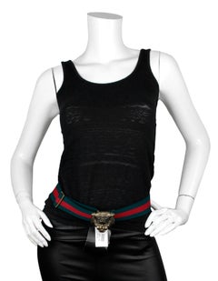 Gucci NWT Green/Red Web Tiger Head Buckle Belt sz 85/ 34"