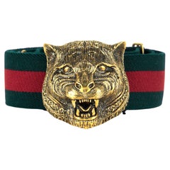 Gucci NWT Green/Red Web Tiger Head Buckle Belt sz 85/ 34" at 1stDibs | gucci  tiger head belt, gucci belt with tiger buckle, gucci tiger belt