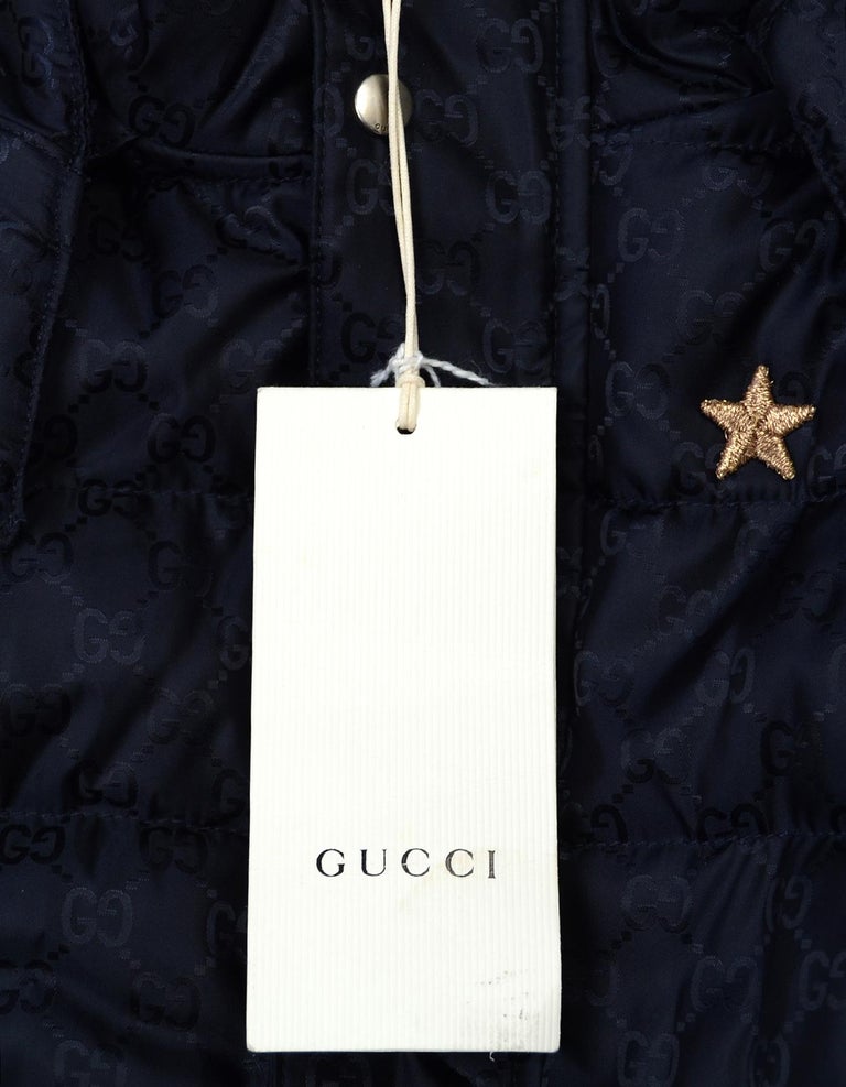 Gucci NWT Navy Boy's Child/Kids GG Monogram Puffer Coat Sz 4 Years