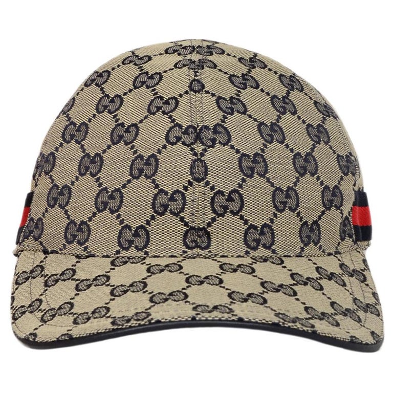 Gucci NWT Navy Monogram Original GG Canvas Baseball Cap/Hat W/ Web Unisex  Sz M For Sale at 1stDibs | navy gucci hat, canvas cap/hat