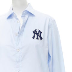 GUCCI NY Yankee logo embroidered light blue cotton oversized shirt IT40 S