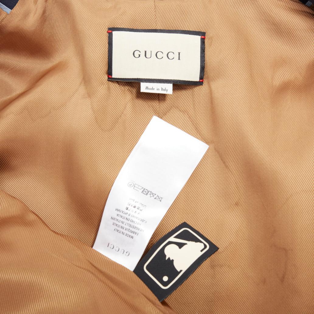 Gucci NY Yankees 2018 Alessandro Michele giacca blazer in lana e seta color navy IT42 M. in vendita 4