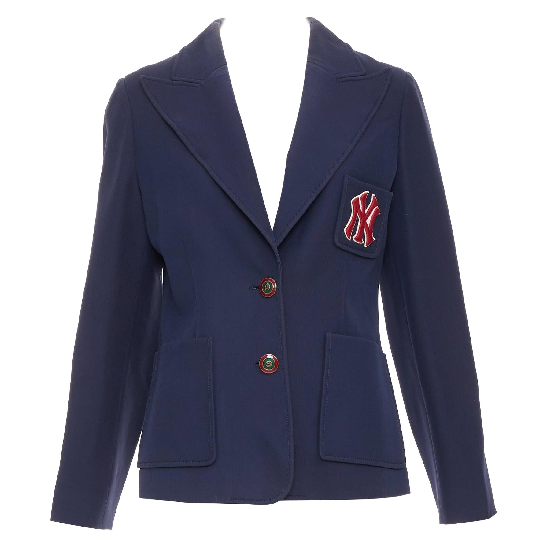 Gucci NY Yankees 2018 Alessandro Michele giacca blazer in lana e seta color navy IT42 M. in vendita