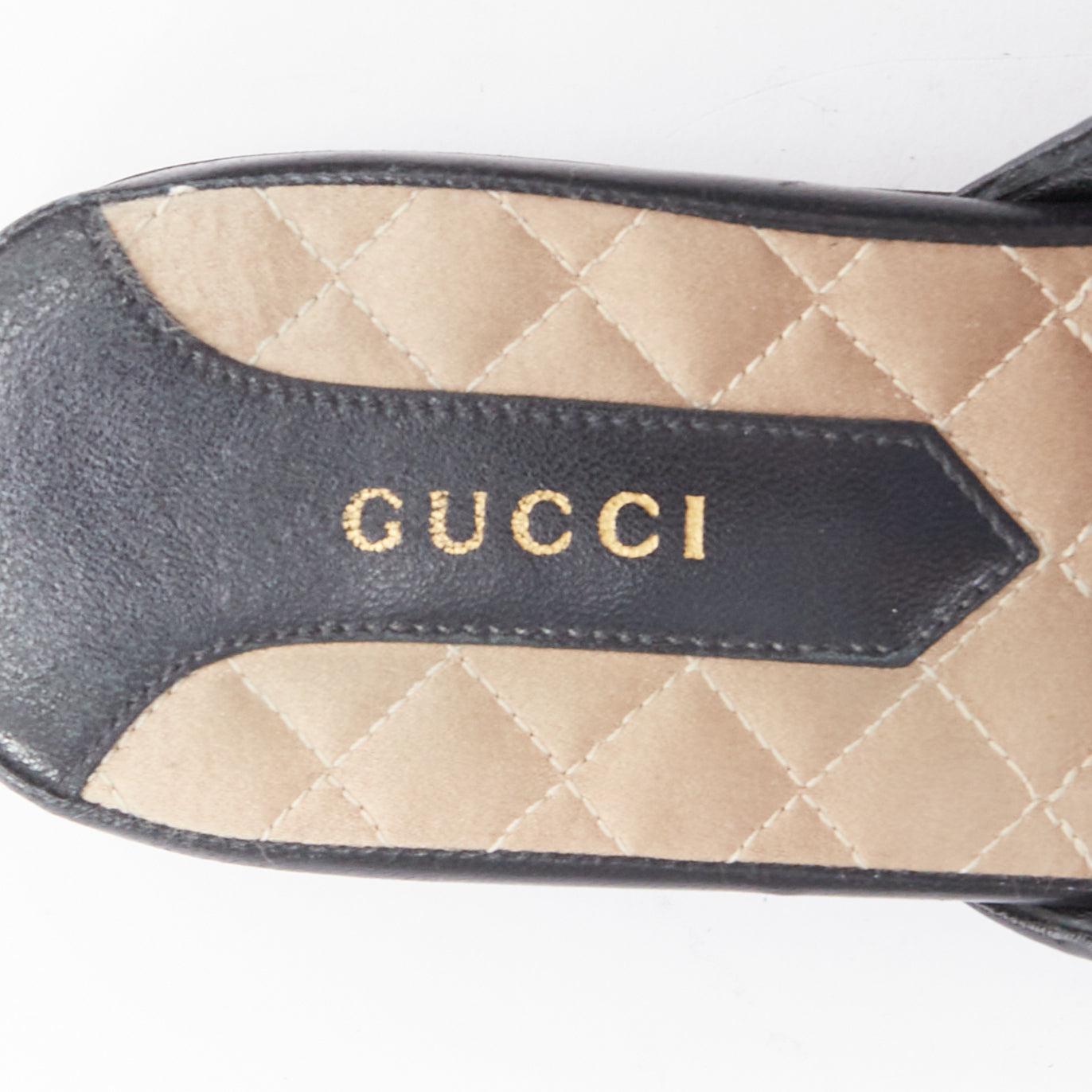 GUCCI NY Yankees black green red leather slip on mules flats EU38.5 4