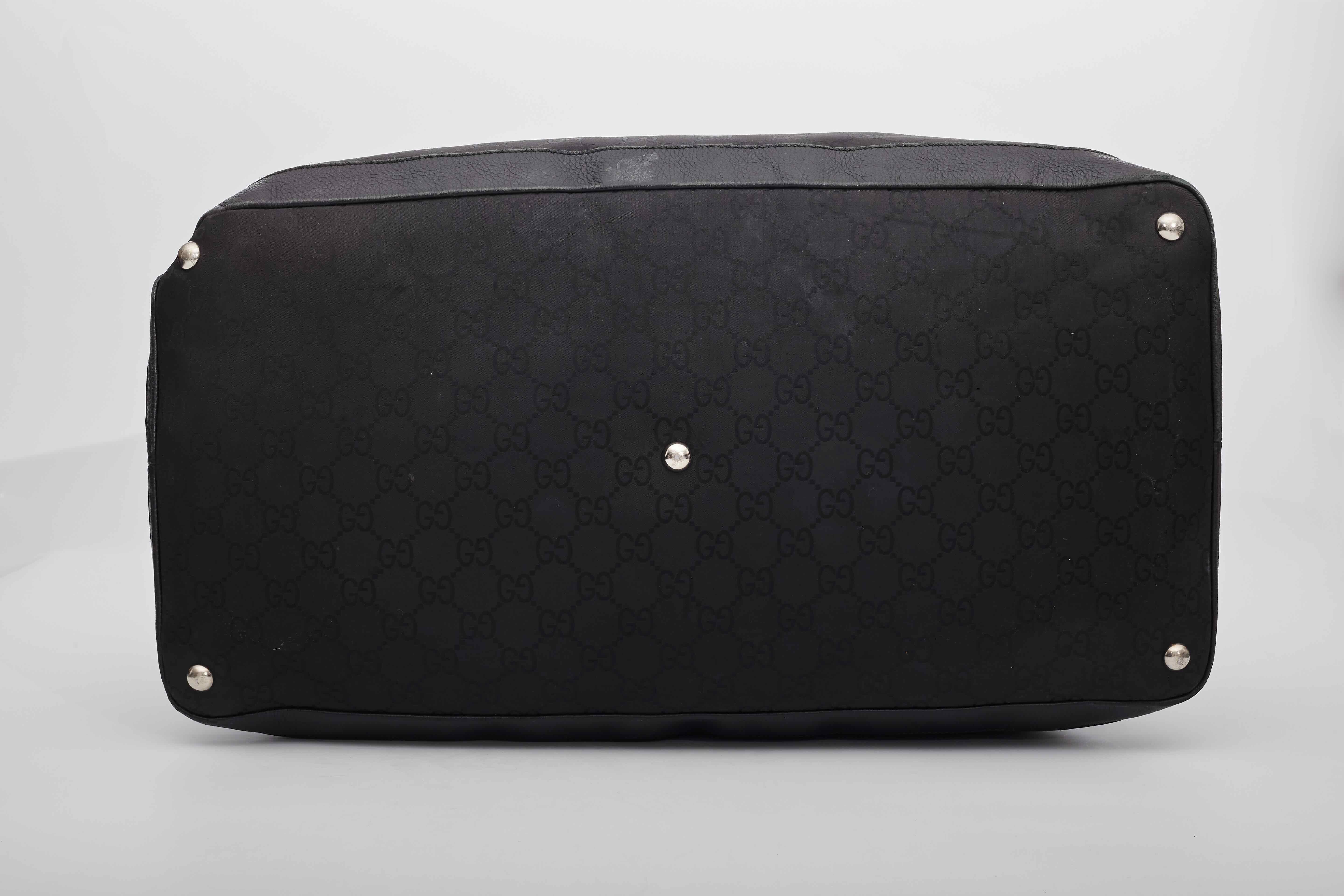 Gucci Nylon Black Monogram Hobo 48hr Travel Bag Large  For Sale 1
