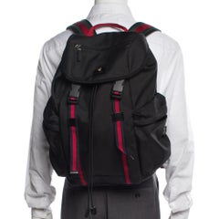 Gucci Nylon Black Web Detail Techno Backpack