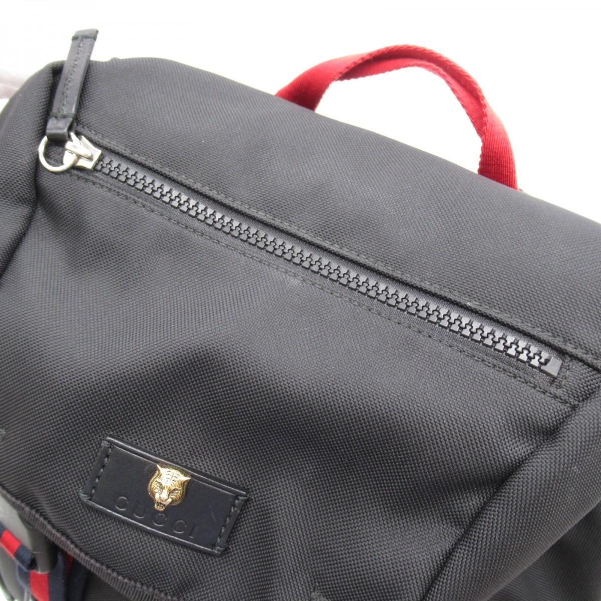Gucci Nylon Black Web Detail Techno Backpack For Sale 3