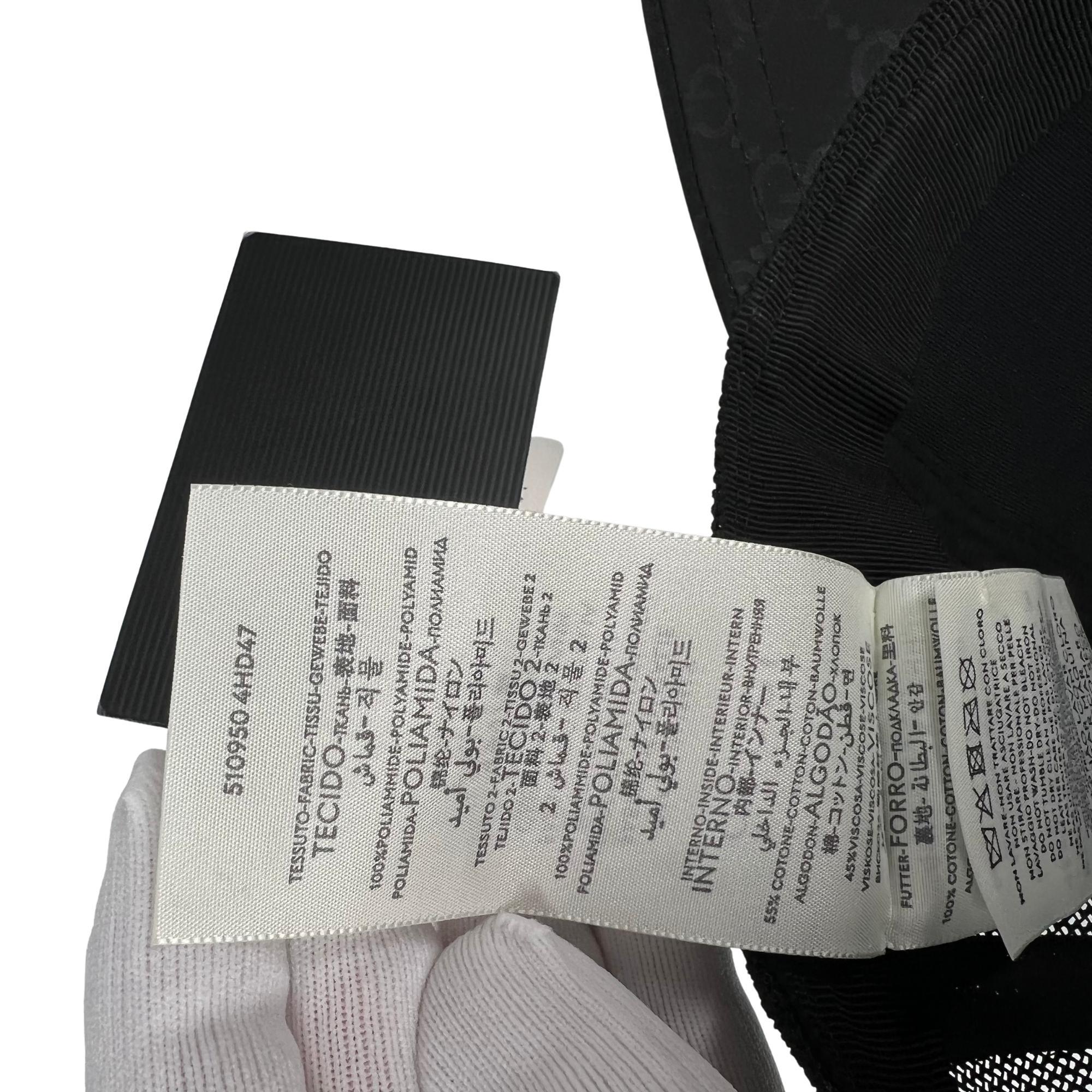  Gucci - Chapeau de baseball noir en nylon avec monogramme, petit modèle (510950) Unisexe 
