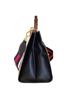 GUCCI Nymphaea Leopard Print Large Leather Bag