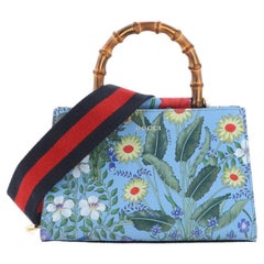 Gucci Nymphaea Top Handle Bag Floral Print Leather Mini