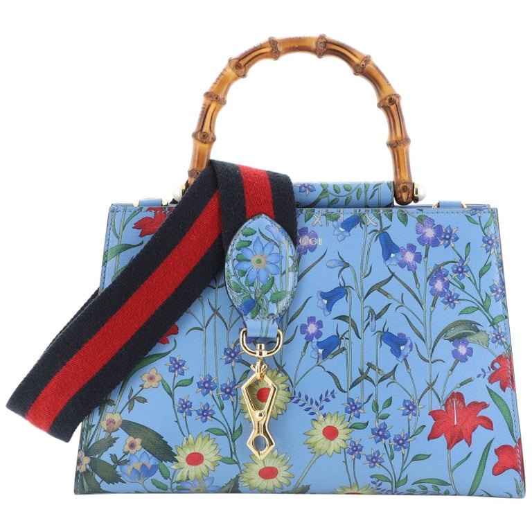 Gucci Nymphaea Top Handle Bag Floral Printed Leather Small at 1stDibs
