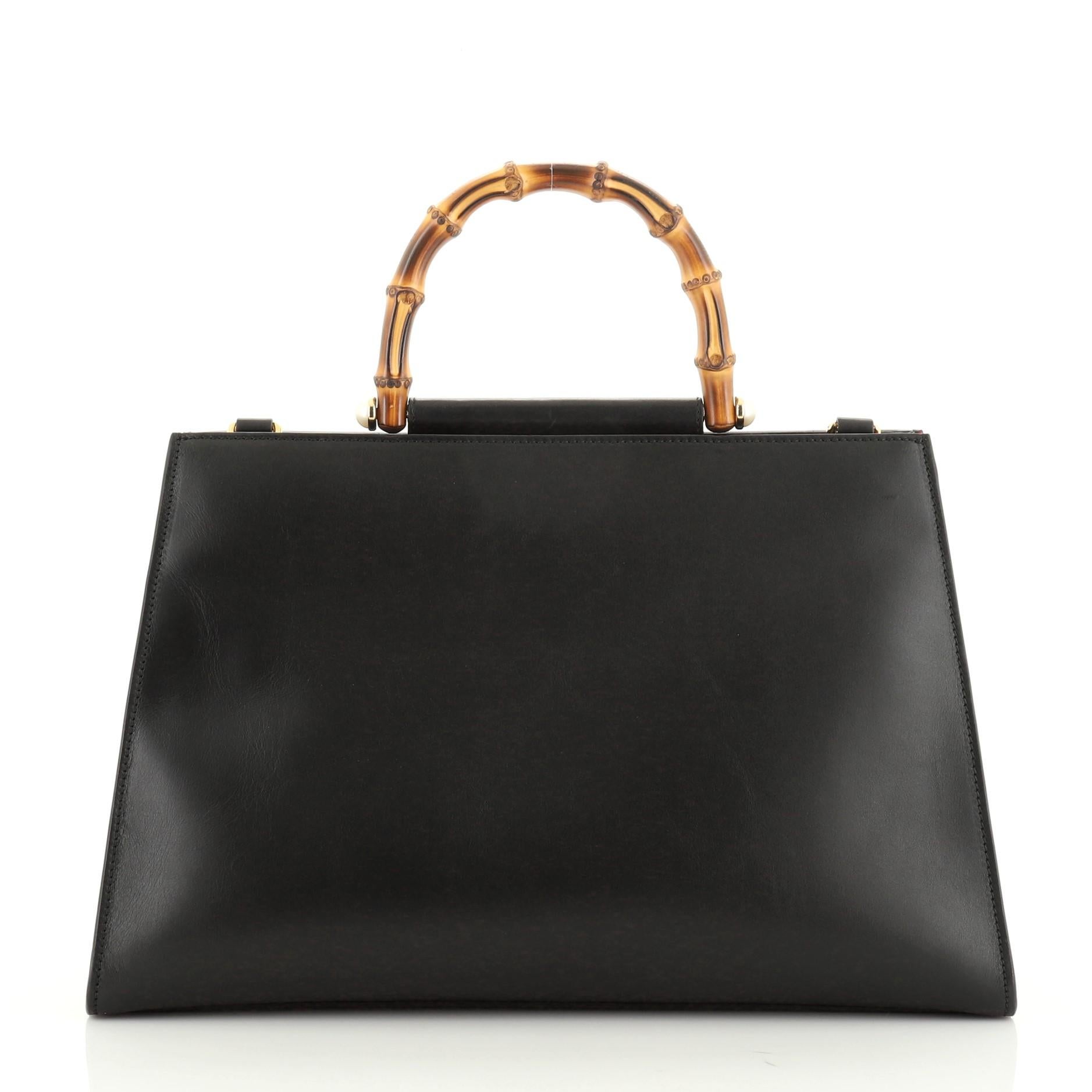 Black Gucci Nymphaea Top Handle Bag Leather Medium