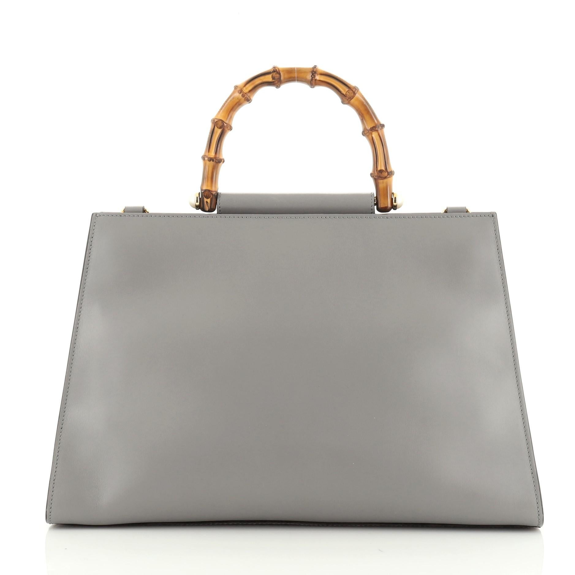 Gray Gucci Nymphaea Top Handle Bag Leather Medium 