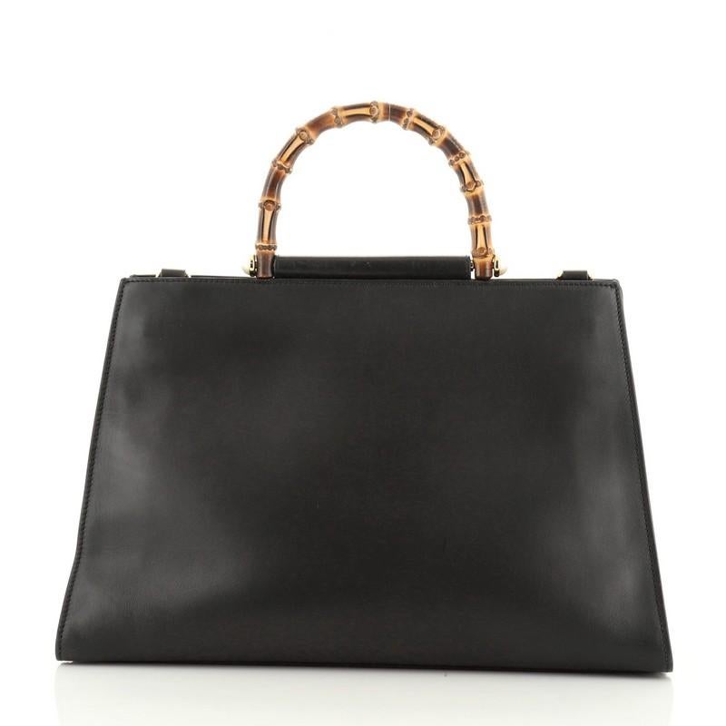 Black Gucci Nymphaea Top Handle Bag Leather Medium 