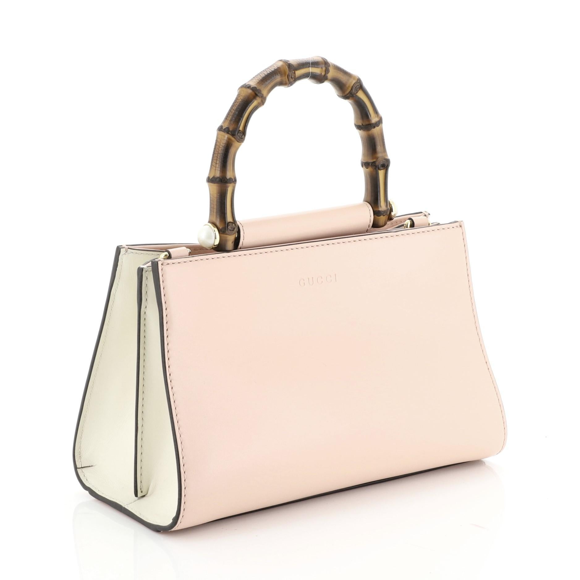 White Gucci Nymphaea Top Handle Bag Leather Mini