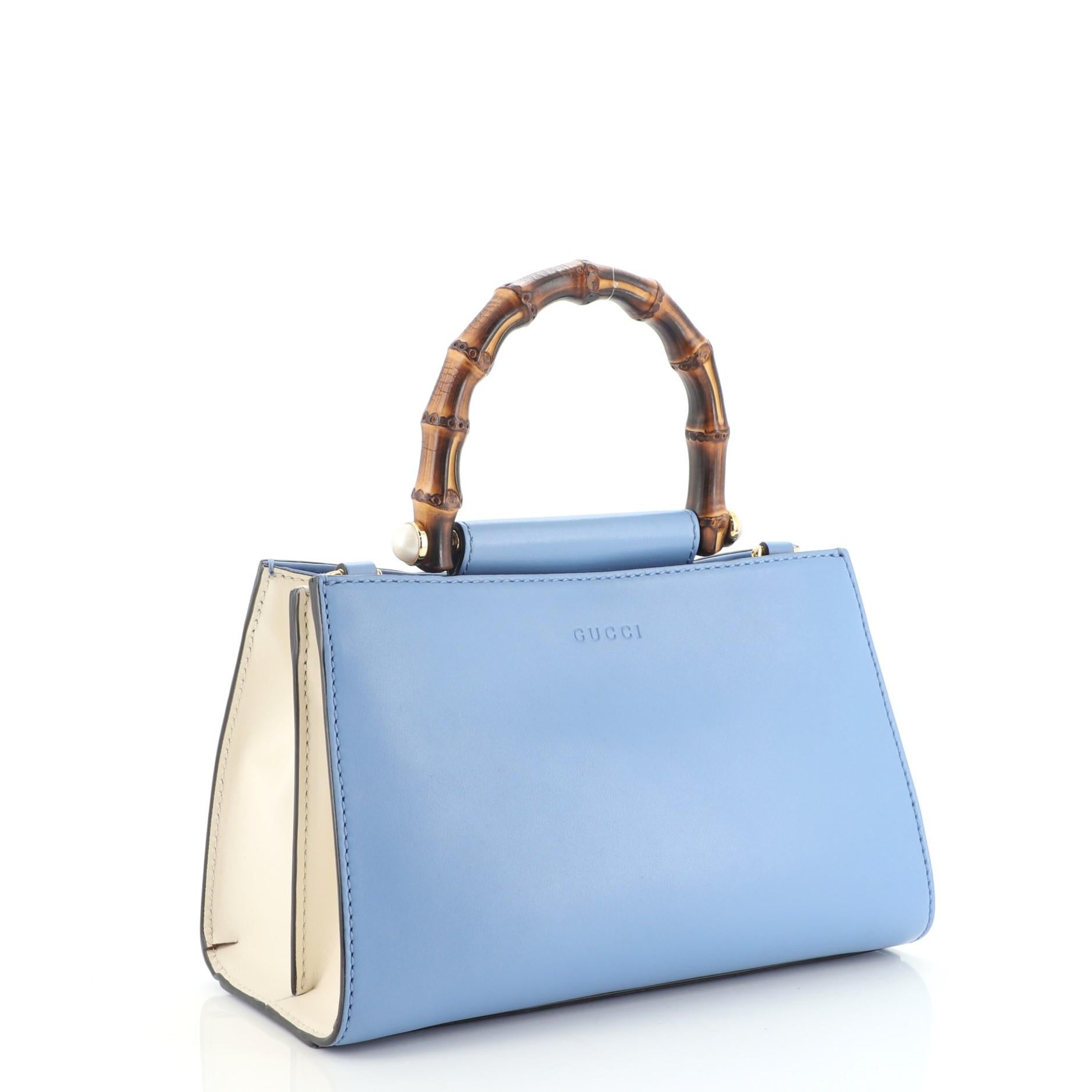 Gucci Nymphaea Top Handle Tasche Leder Mini (Blau)