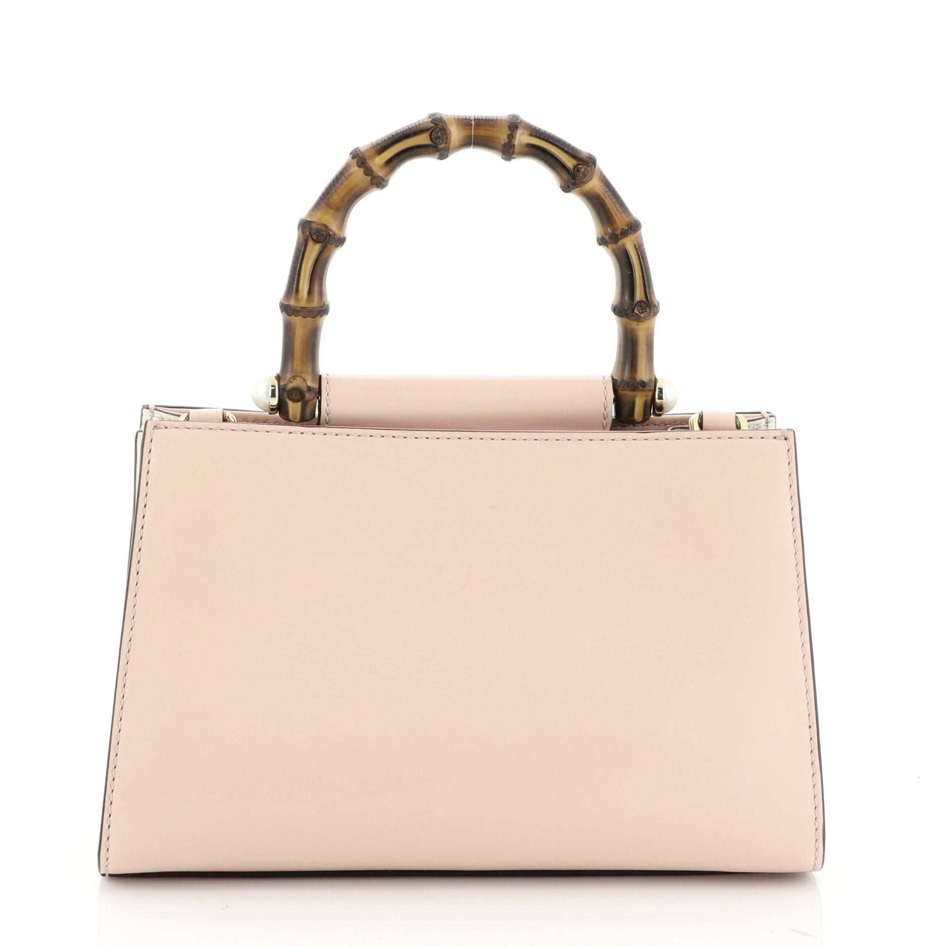 Gucci Nymphaea Top Handle Bag Leather Mini In Good Condition In NY, NY