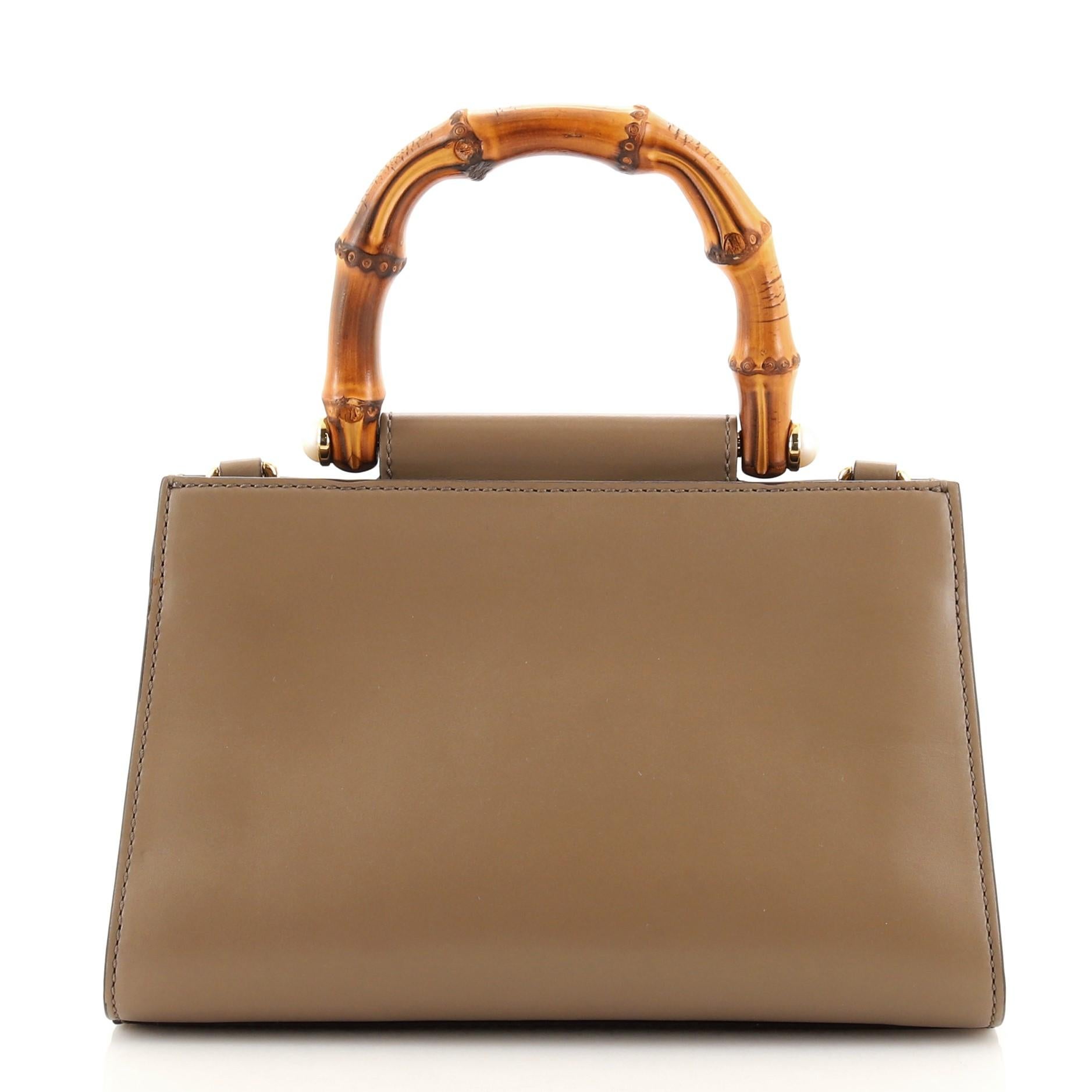 Brown Gucci Nymphaea Top Handle Bag Leather Mini