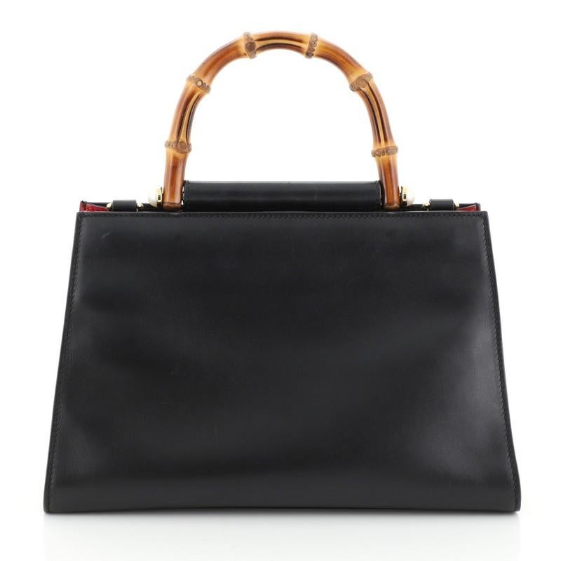 Black Gucci Nymphaea Top Handle Bag Leather Small