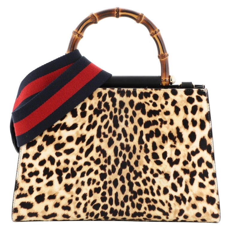 Gucci Nymphaea Top Handle Bag Printed Calf Hair Small at 1stDibs