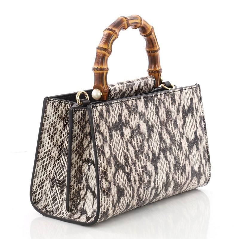 Black Gucci Nymphaea Top Handle Bag Python Mini