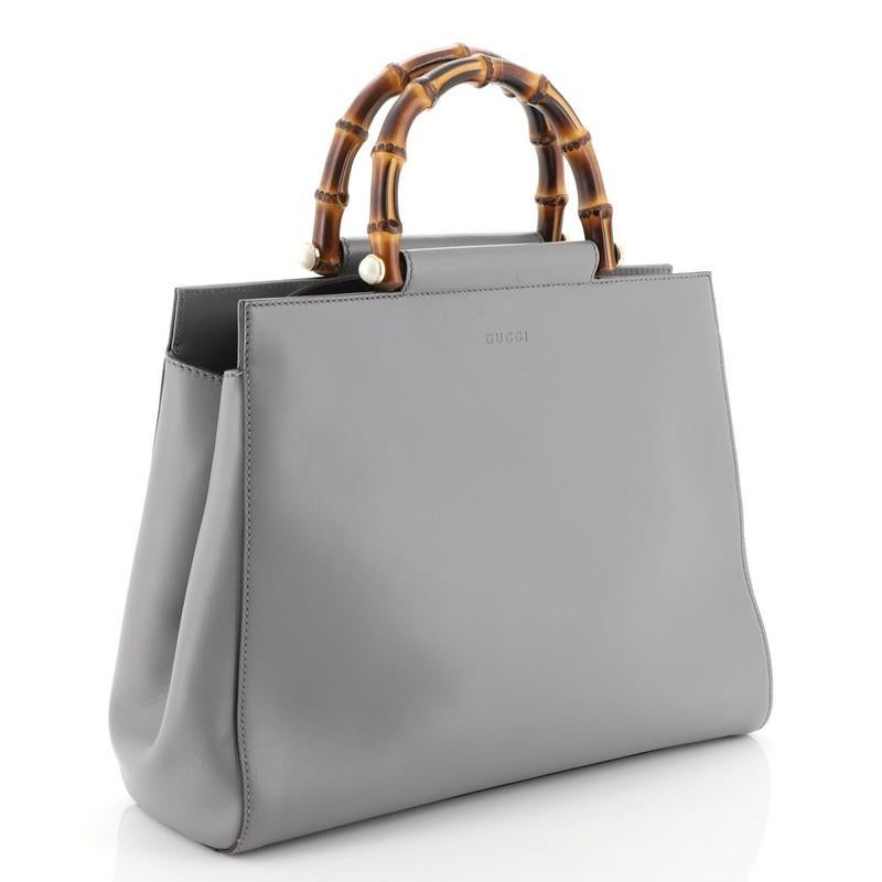 Gray Gucci Nymphaea Tote Leather Medium