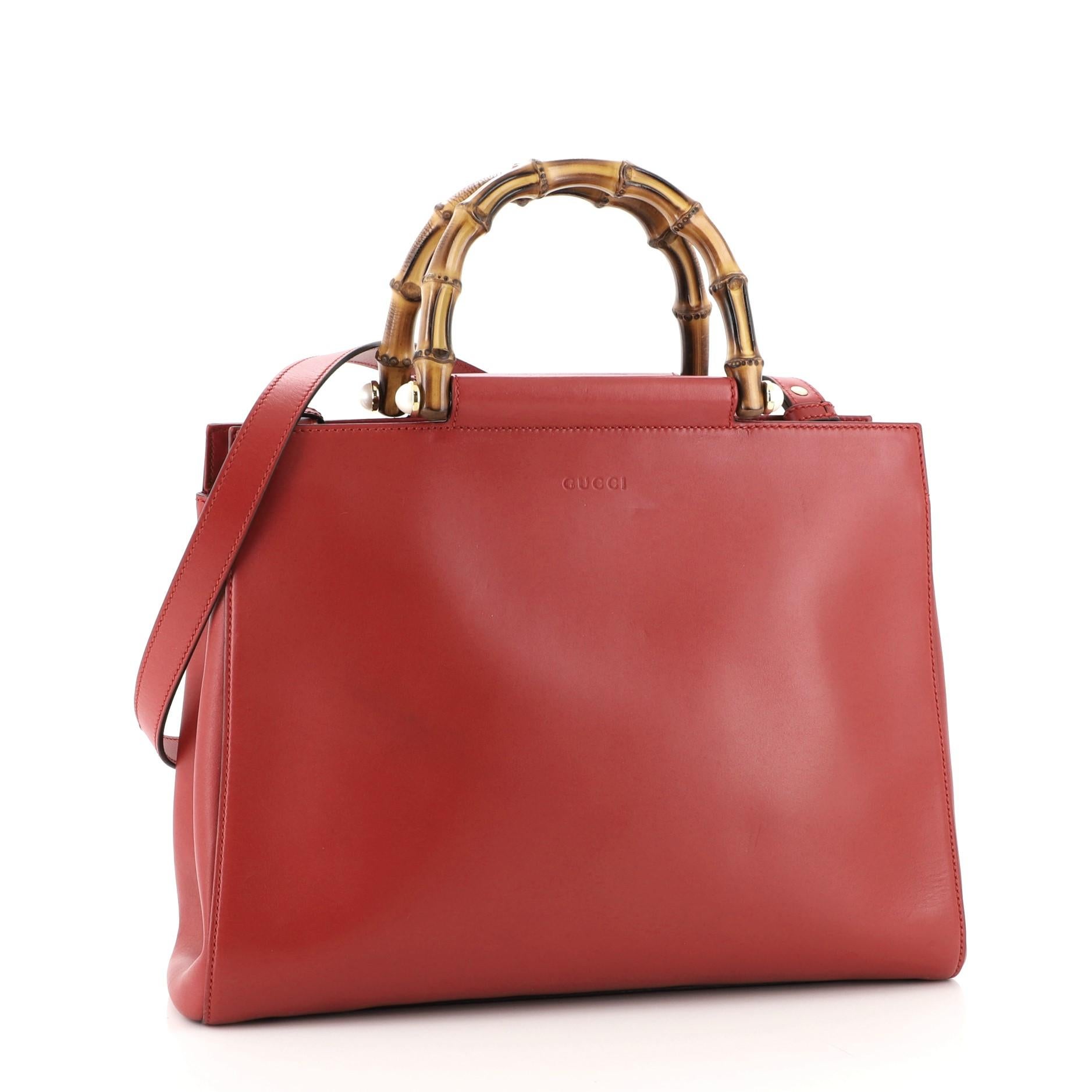 Red Gucci Nymphaea Tote Leather Medium