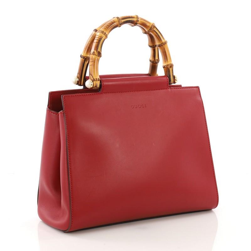 Red Gucci Nymphaea Tote Leather Small