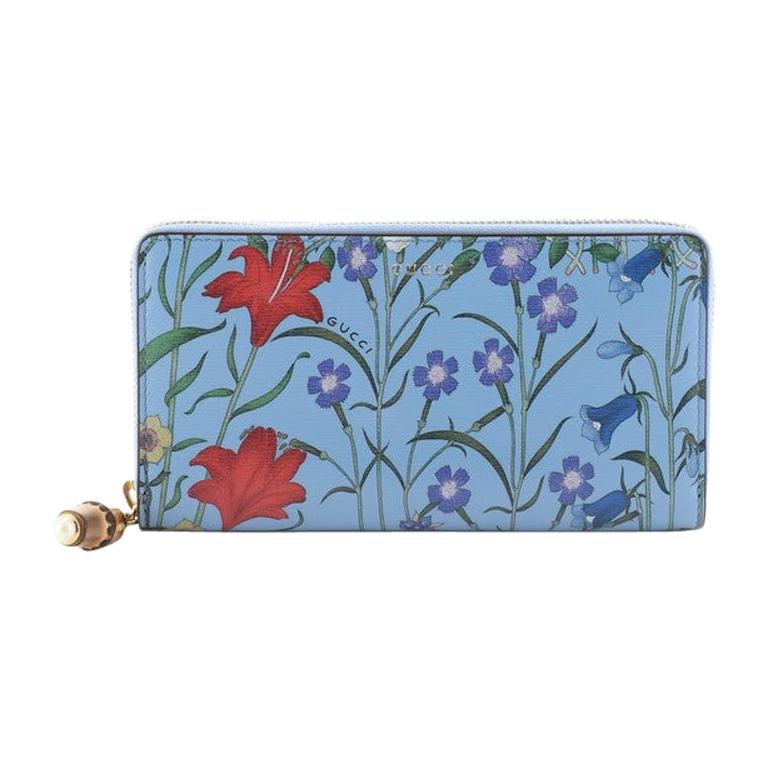 Gucci Nymphaea Zip Around Wallet Flora Leather