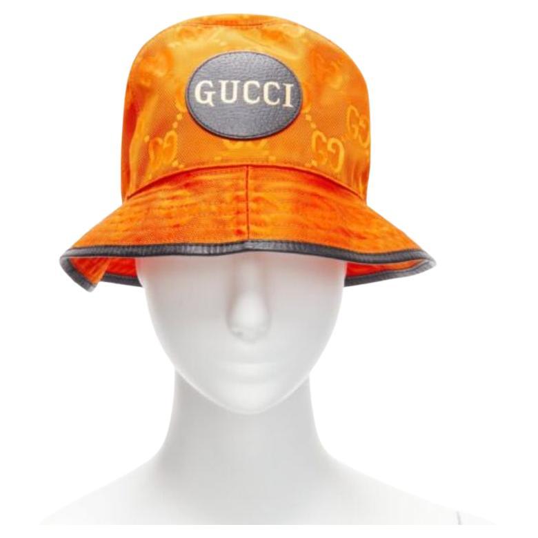 GUCCI Off The Grid orange GG monogram leather trim bucket hat M