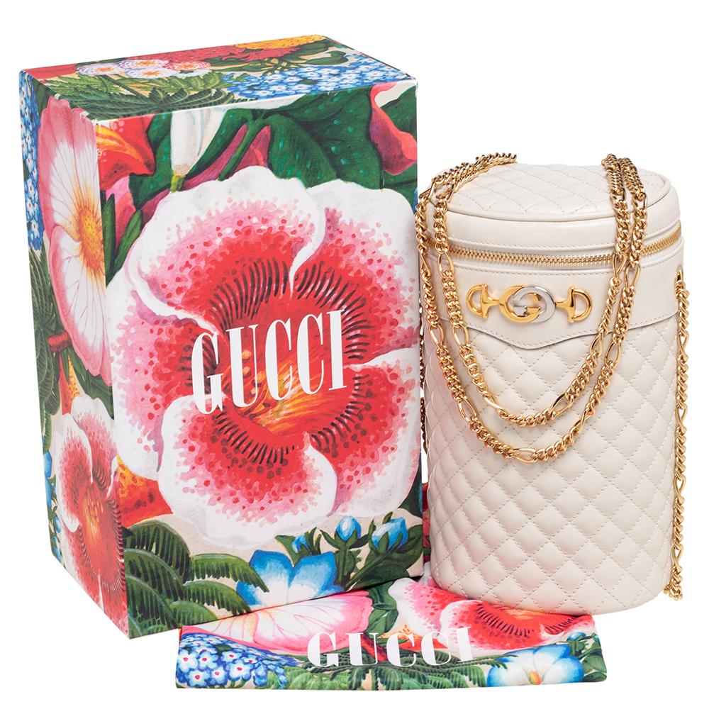 Gucci Off Whie Leather Trapuntata Crossbody Bag 6