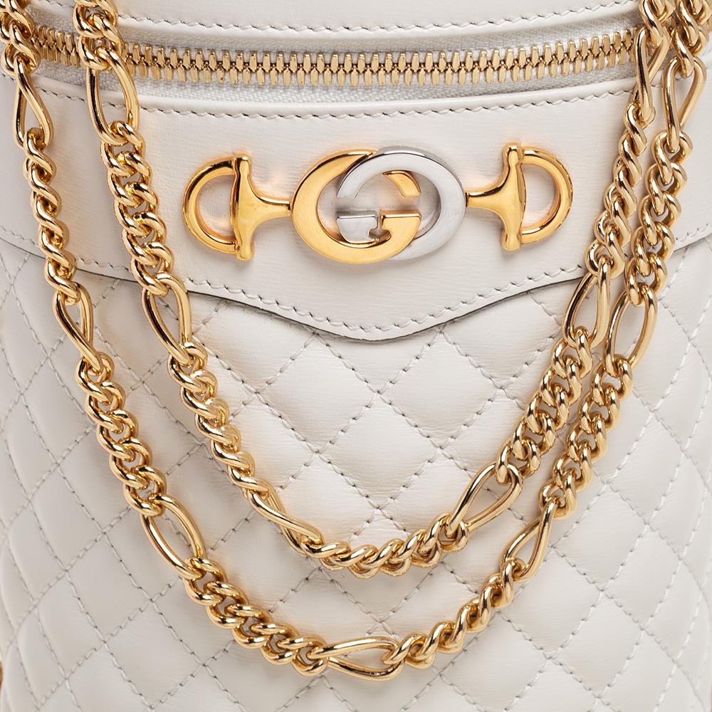 Gucci Off Whie Leather Trapuntata Crossbody Bag 8