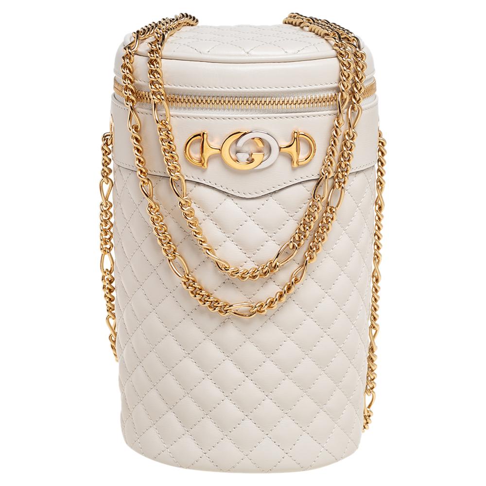 Gucci Off Whie Leather Trapuntata Crossbody Bag 3