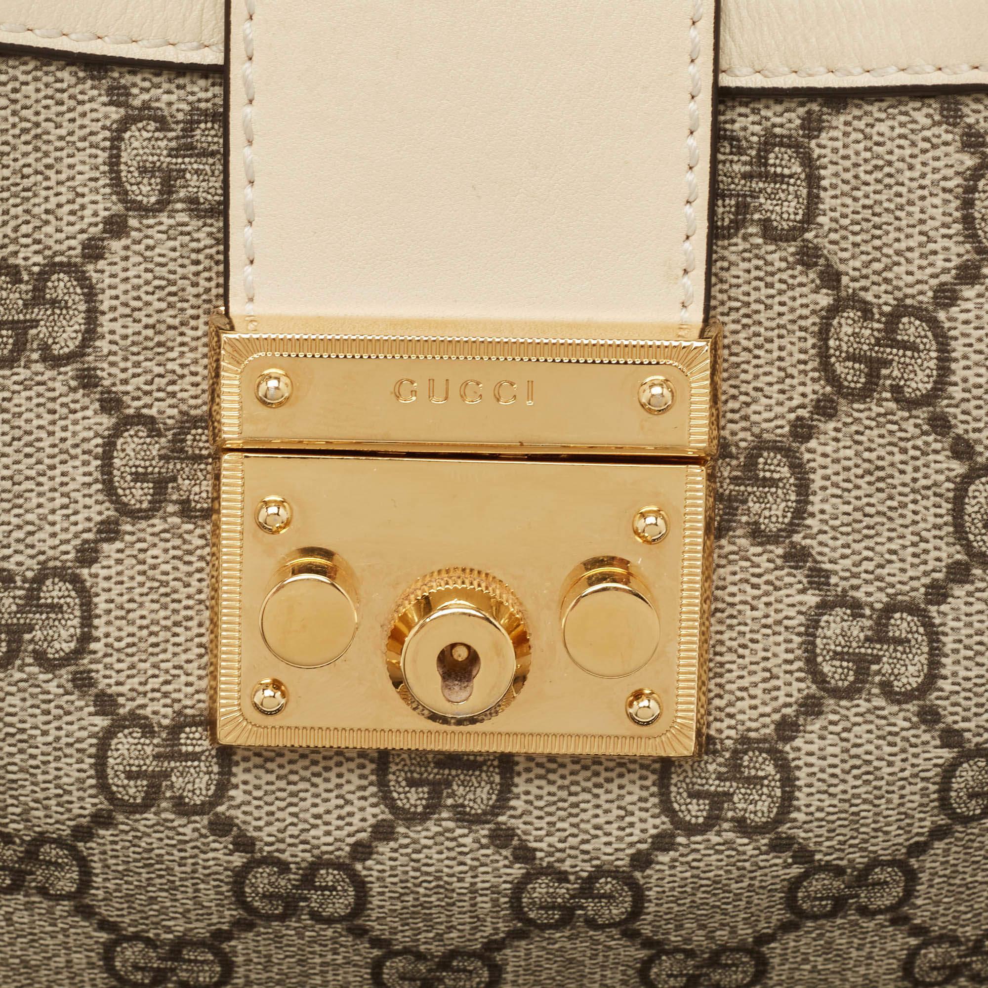Gucci Off White/Beige GG Supreme Canvas Small Padlock Shoulder Bag 5