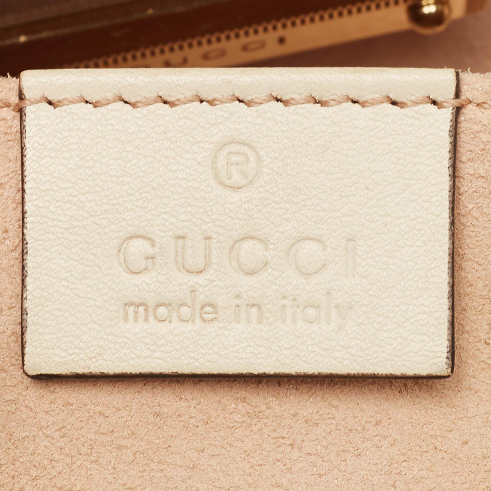 Gucci Off White/Beige GG Supreme Canvas Small Padlock Shoulder Bag For Sale 9