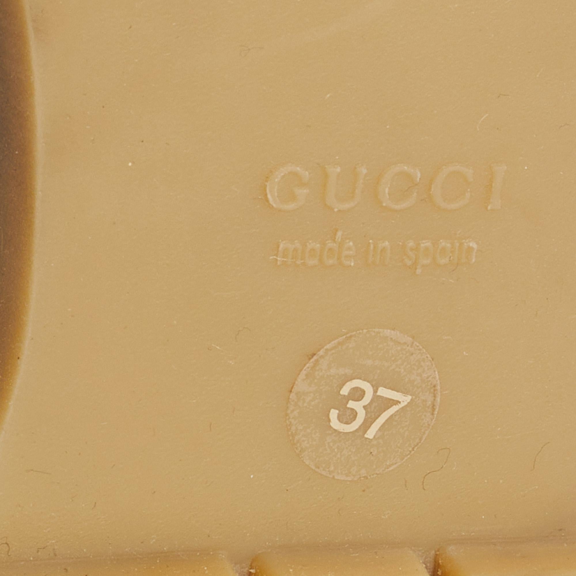 Gucci Off White Canvas Logo Platform Espadrille Flats Size 37 4