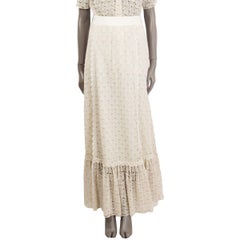 GUCCI off-white cotton GG MACRAME Long Skirt S
