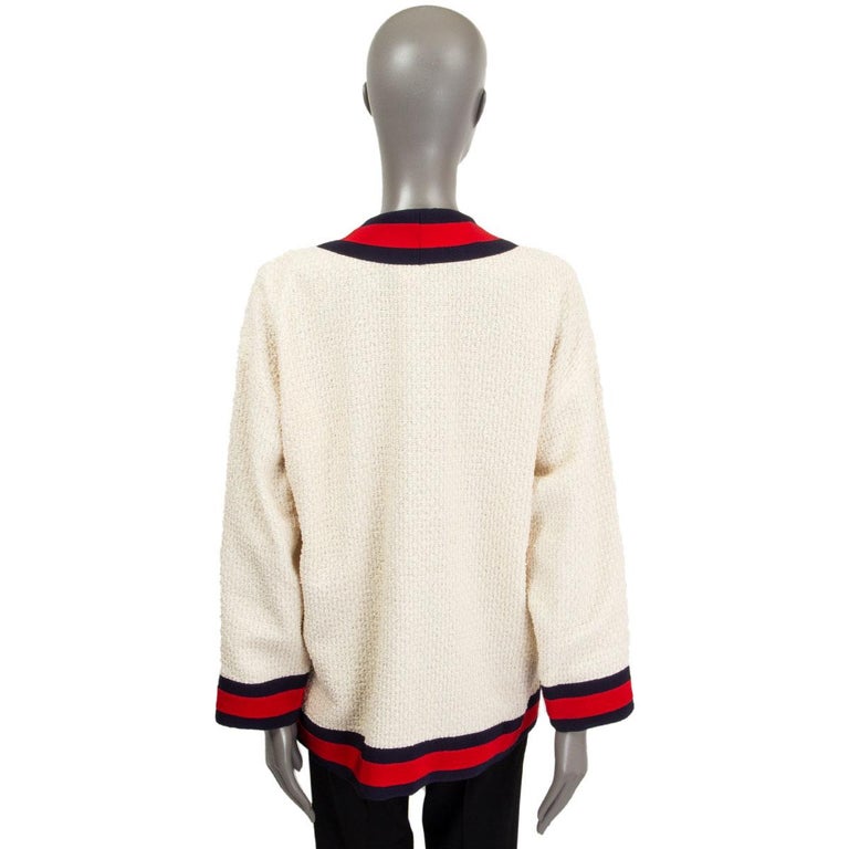 GUCCI off-white cotton Oversized Boucle Cardigan Sweater 40 S at 1stDibs