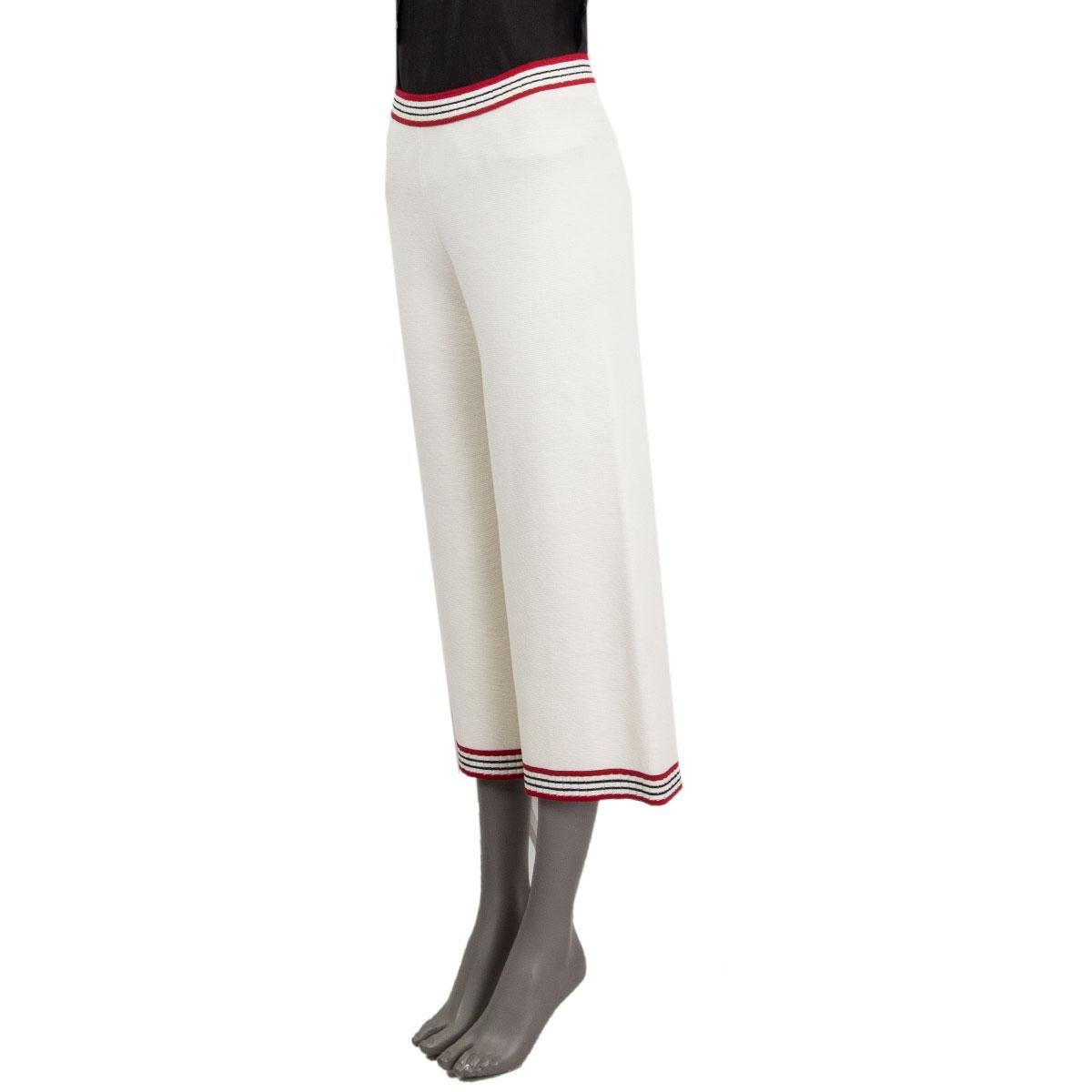 GUCCI off-white cotton & silk Pants w Stripes S In Excellent Condition For Sale In Zürich, CH