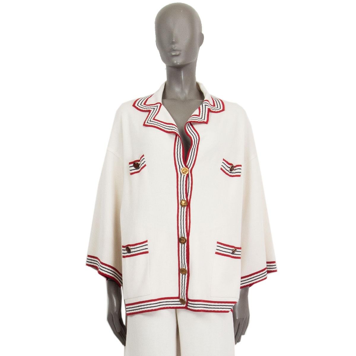 GUCCI Sudadera oversize a rayas de algodón y seda blanco roto S Blanco en venta