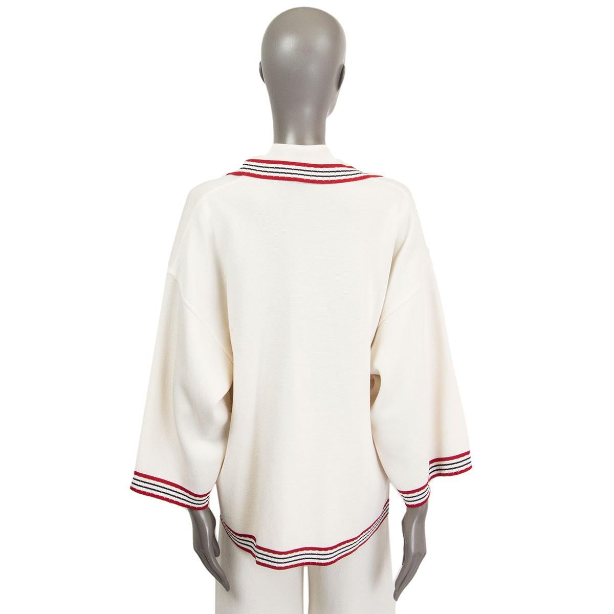 Cardigan surdimensionné Gucci en coton et soie rayé blanc cassé, taille S Pour femmes en vente