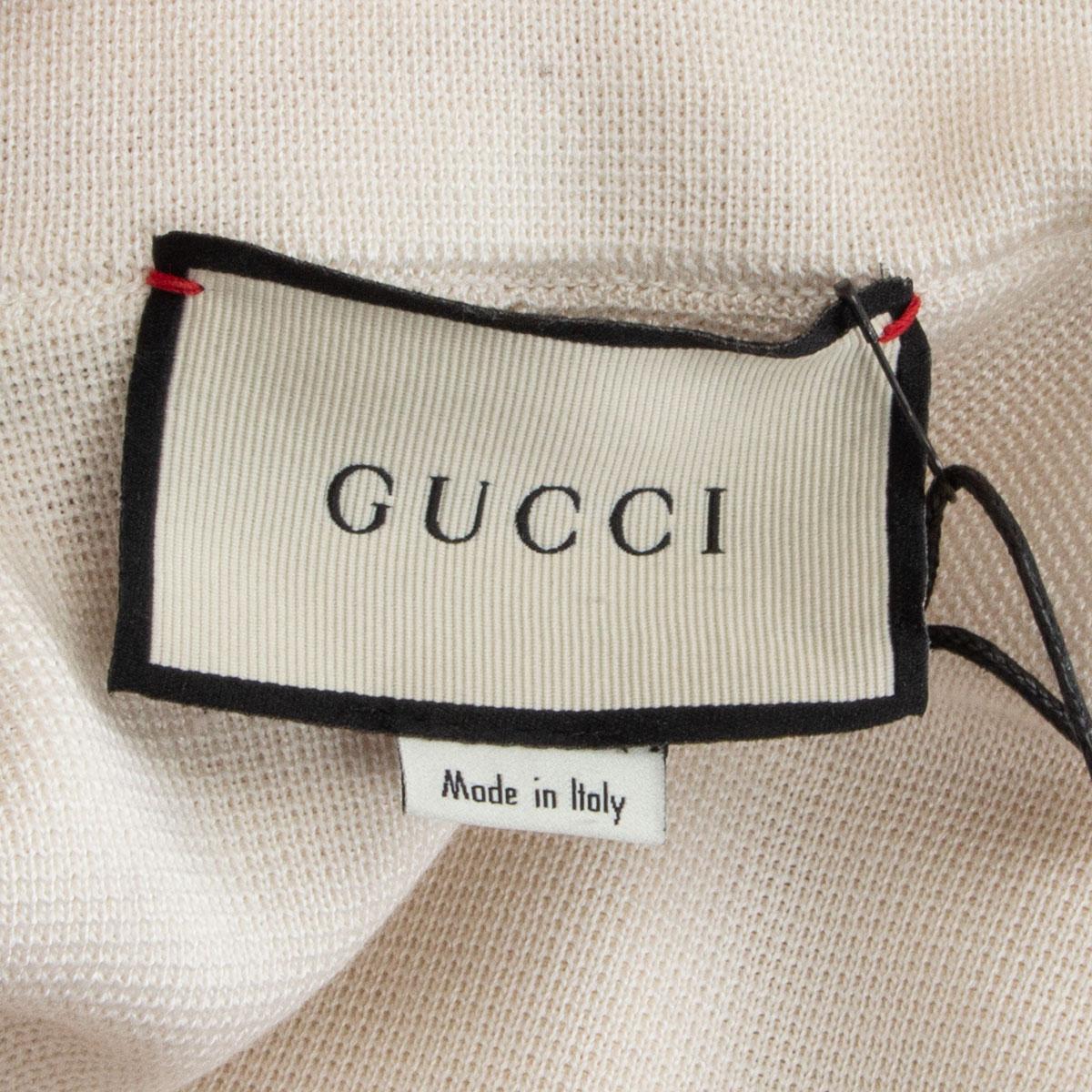 GUCCI off-white cotton & silk Striped Oversized Cardigan Sweater S In Excellent Condition For Sale In Zürich, CH