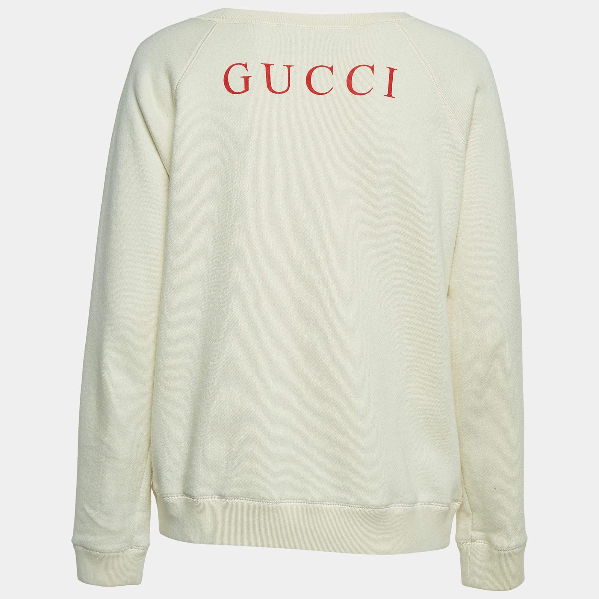 Discover the epitome of cozy chic with this Gucci women's sweatshirt. Crafted for both warmth and style, it combines comfort with fashion-forward detailing, making it your go-to choice for casual sophistication.

