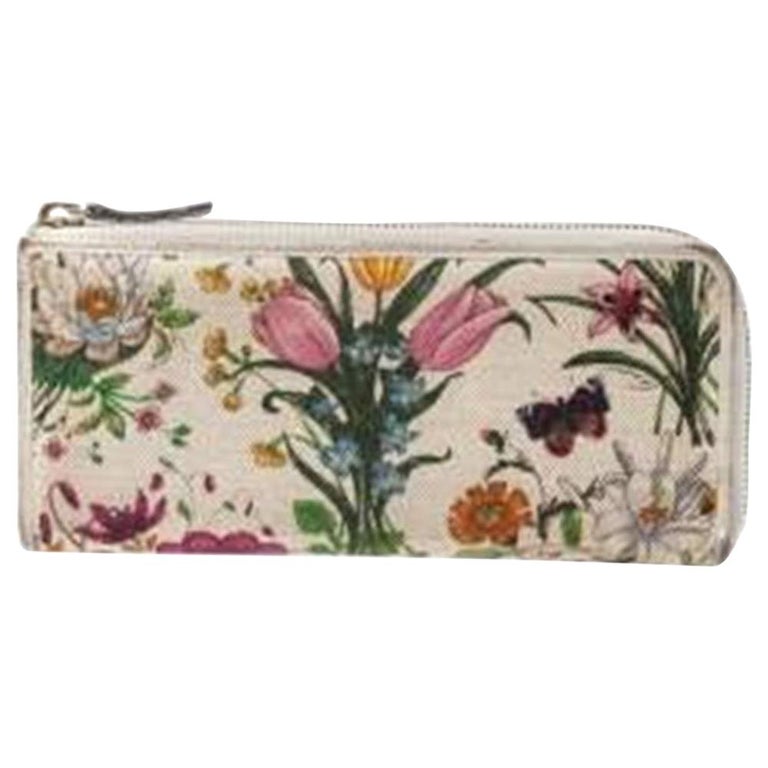 Gucci Off White Floral Printed Canvas Zip Wallet at 1stDibs | gucci floral wallet, floral gucci wallet floral
