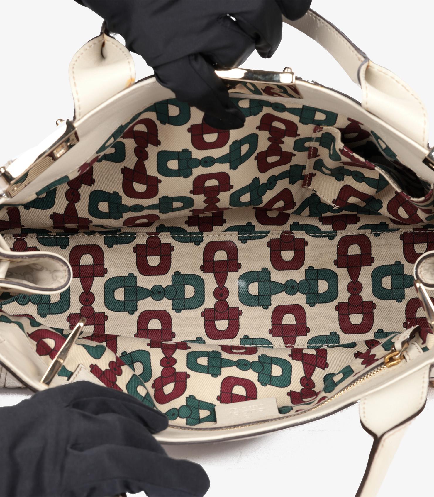 Gucci Off White GG Embossed Guccissima Leather Medium Tassle Race Tote 6