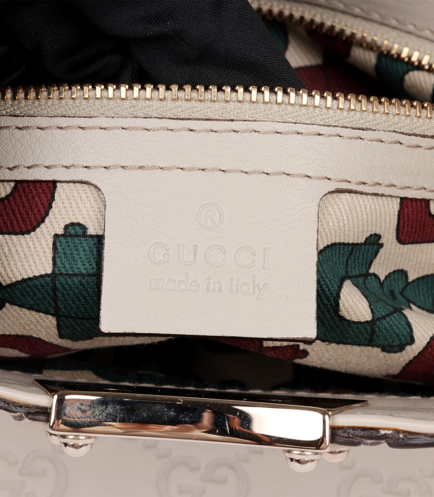 Gucci Off White GG Embossed Guccissima Leather Medium Tassle Race Tote 4