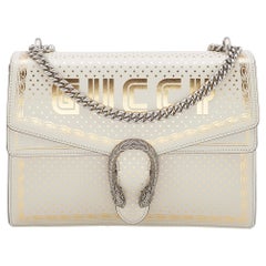 Gucci Off White/Gold Leather Medium Dionysus GUCCY Star Shoulder Bag