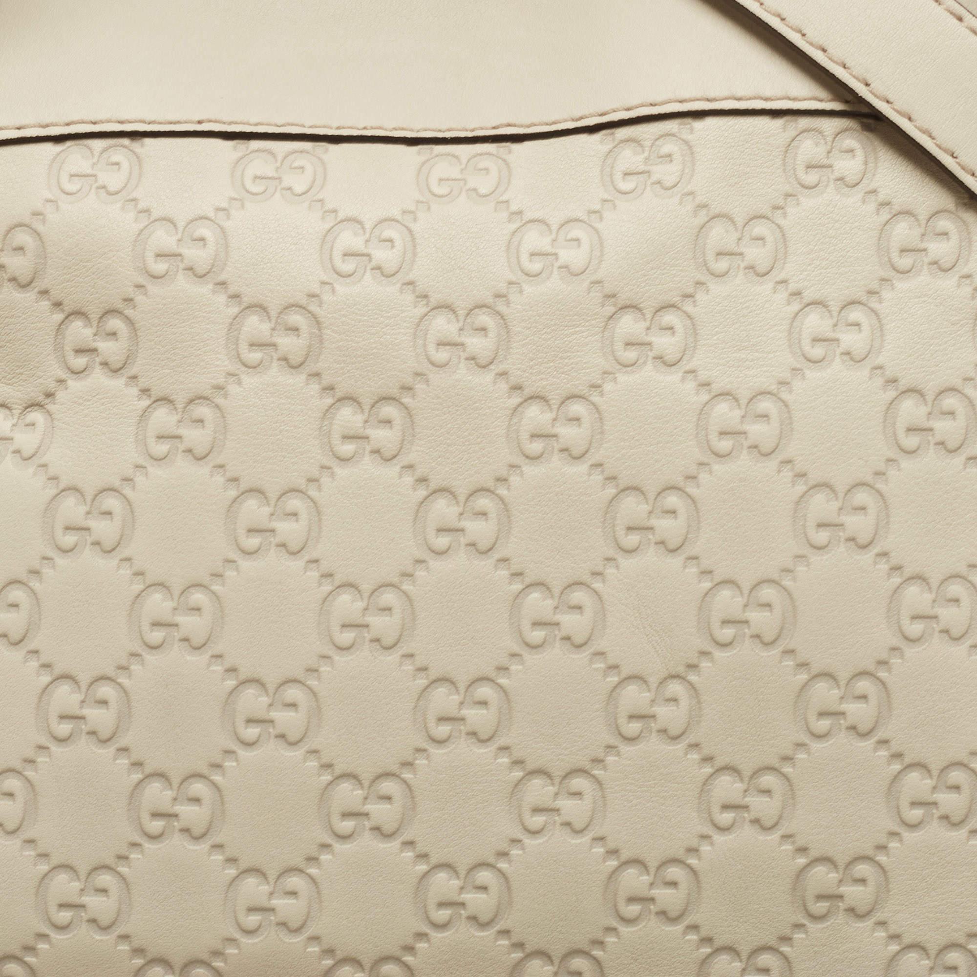 Gucci Off White Guccisima Leather Mayfair Tote 10