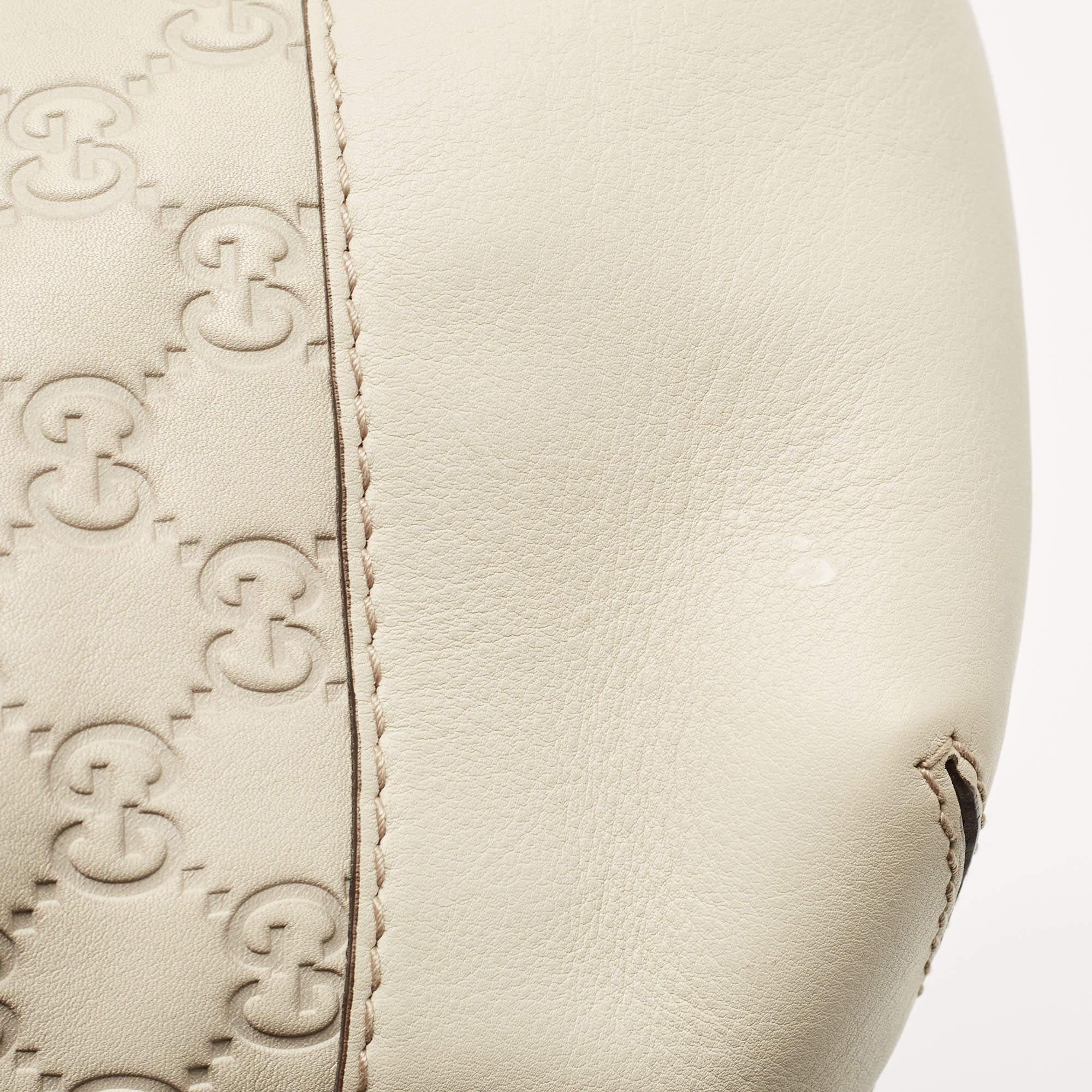 Gucci Off White Guccisima Leather Mayfair Tote 13
